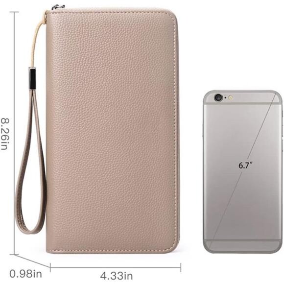 New Womens Wallet RFID Blocking Leather Zip Around Wallet Large Capacity - Picture 4 of 7